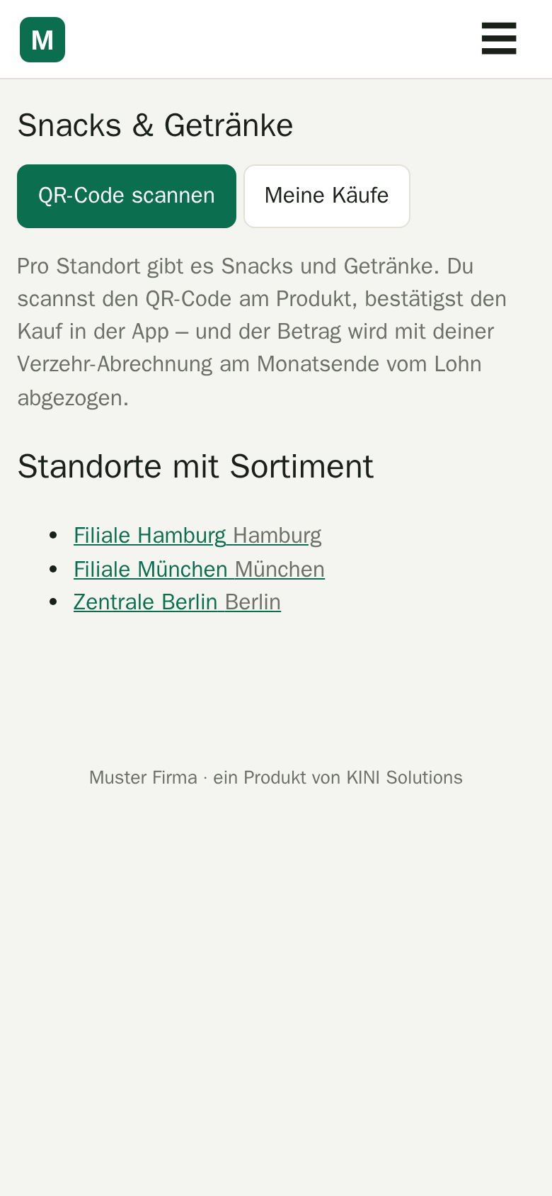 Snacks und Getränke per QR-Code